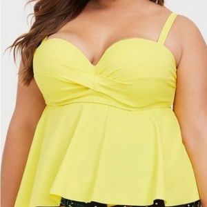 Torrid 6X Lemon Yellow Underwire Tankini Swim Top
